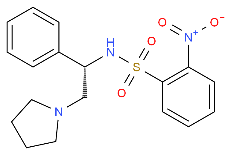2-nitro-N-[(1S)-1-phenyl-2-(pyrrolidin-1-yl)ethyl]benzene-1-sulfonamide_分子结构_CAS_675602-60-5