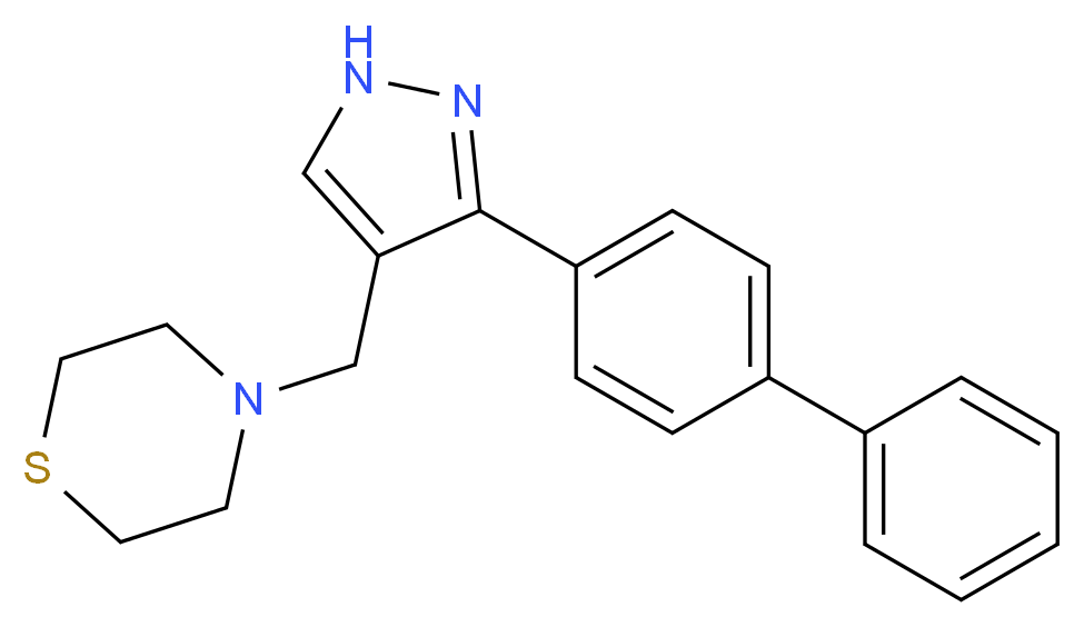 4-{[3-(4-biphenylyl)-1H-pyrazol-4-yl]methyl}thiomorpholine_分子结构_CAS_)