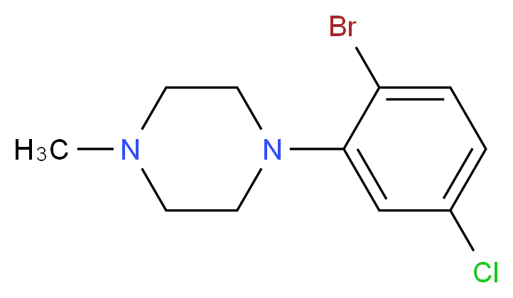 1-(2-Bromo-5-chlorophenyl)-4-methylpiperazine_分子结构_CAS_1261940-25-3)