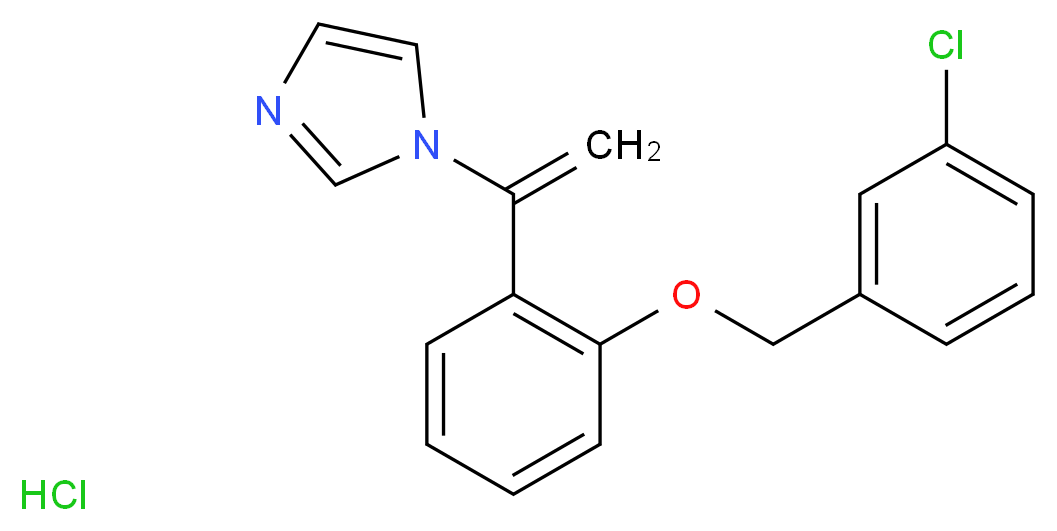 1-(1-{2-[(3-chlorophenyl)methoxy]phenyl}ethenyl)-1H-imidazole hydrochloride_分子结构_CAS_77174-66-4