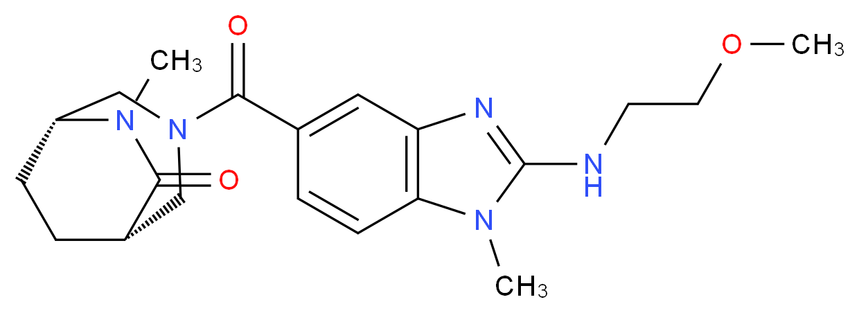 (1S*,5R*)-3-({2-[(2-methoxyethyl)amino]-1-methyl-1H-benzimidazol-5-yl}carbonyl)-6-methyl-3,6-diazabicyclo[3.2.2]nonan-7-one_分子结构_CAS_)