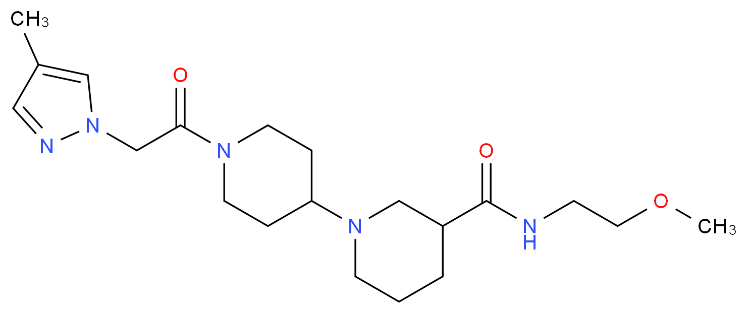 N-(2-methoxyethyl)-1'-[(4-methyl-1H-pyrazol-1-yl)acetyl]-1,4'-bipiperidine-3-carboxamide_分子结构_CAS_)