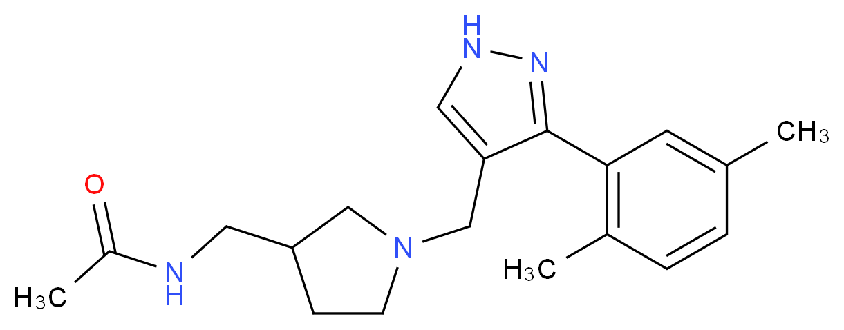 N-[(1-{[3-(2,5-dimethylphenyl)-1H-pyrazol-4-yl]methyl}pyrrolidin-3-yl)methyl]acetamide_分子结构_CAS_)
