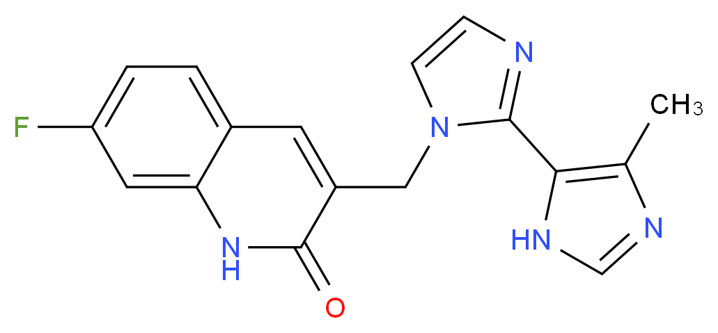7-fluoro-3-[(5'-methyl-1H,3'H-2,4'-biimidazol-1-yl)methyl]quinolin-2(1H)-one_分子结构_CAS_)