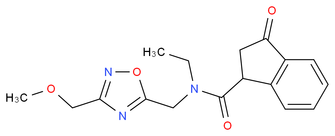 N-ethyl-N-{[3-(methoxymethyl)-1,2,4-oxadiazol-5-yl]methyl}-3-oxoindane-1-carboxamide_分子结构_CAS_)