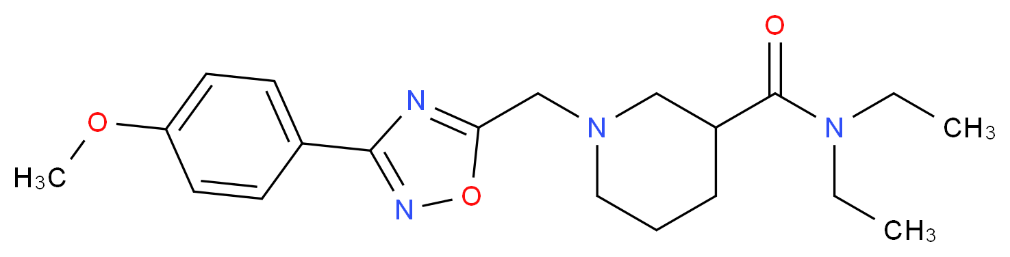 N,N-diethyl-1-{[3-(4-methoxyphenyl)-1,2,4-oxadiazol-5-yl]methyl}-3-piperidinecarboxamide_分子结构_CAS_)