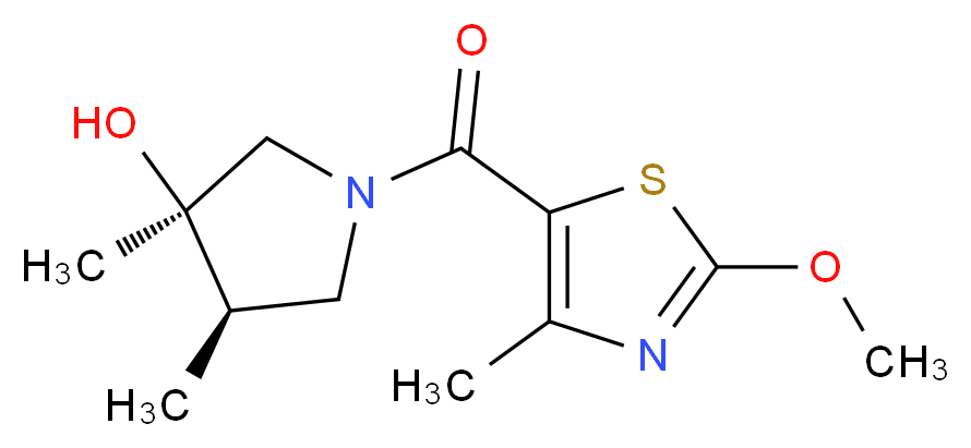 (3R*,4R*)-1-[(2-methoxy-4-methyl-1,3-thiazol-5-yl)carbonyl]-3,4-dimethyl-3-pyrrolidinol_分子结构_CAS_)