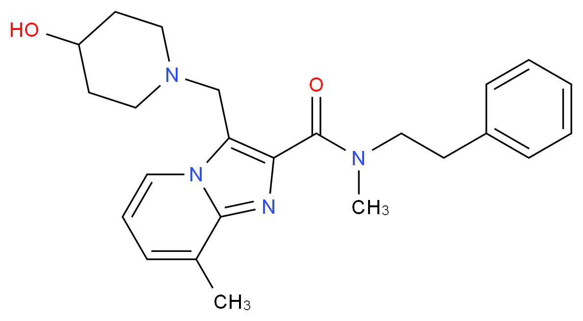 3-[(4-hydroxypiperidin-1-yl)methyl]-N,8-dimethyl-N-(2-phenylethyl)imidazo[1,2-a]pyridine-2-carboxamide_分子结构_CAS_)