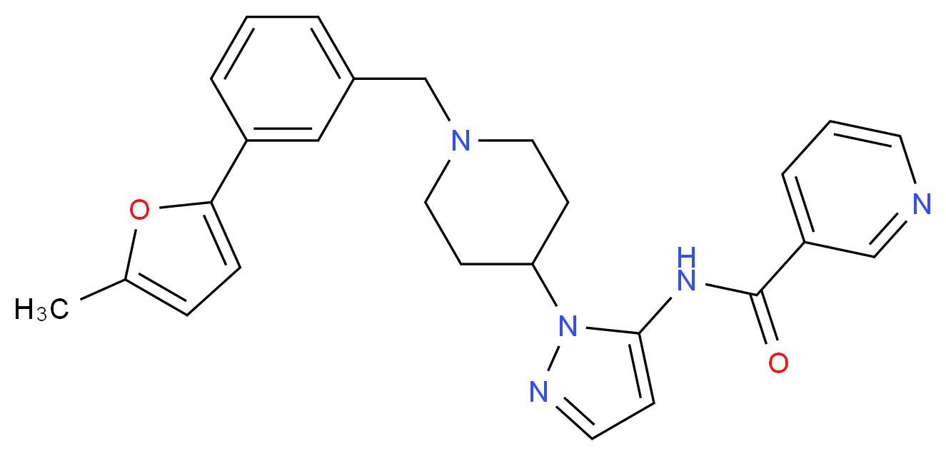 N-(1-{1-[3-(5-methyl-2-furyl)benzyl]-4-piperidinyl}-1H-pyrazol-5-yl)nicotinamide_分子结构_CAS_)