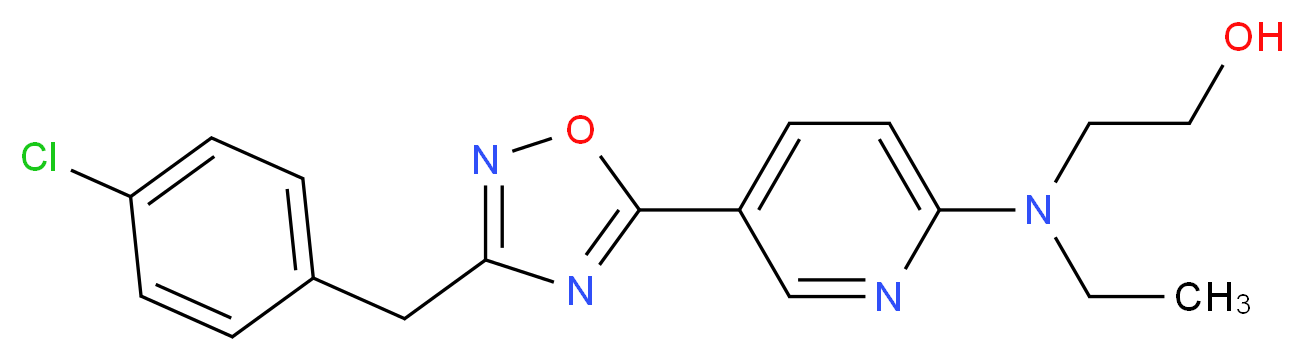2-[{5-[3-(4-chlorobenzyl)-1,2,4-oxadiazol-5-yl]-2-pyridinyl}(ethyl)amino]ethanol_分子结构_CAS_)