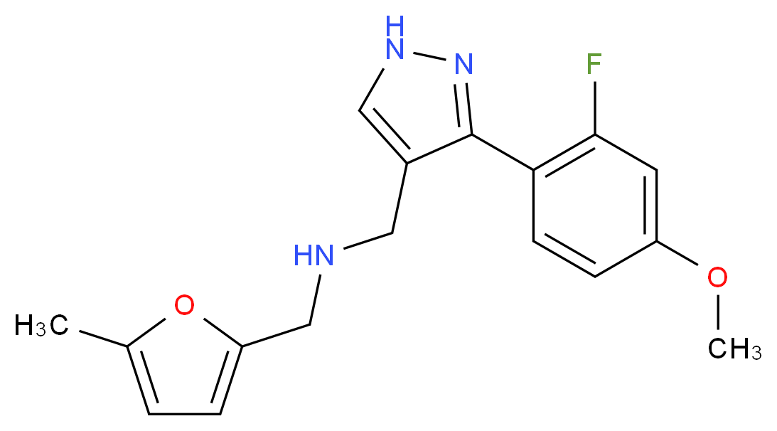 1-[3-(2-fluoro-4-methoxyphenyl)-1H-pyrazol-4-yl]-N-[(5-methyl-2-furyl)methyl]methanamine_分子结构_CAS_)