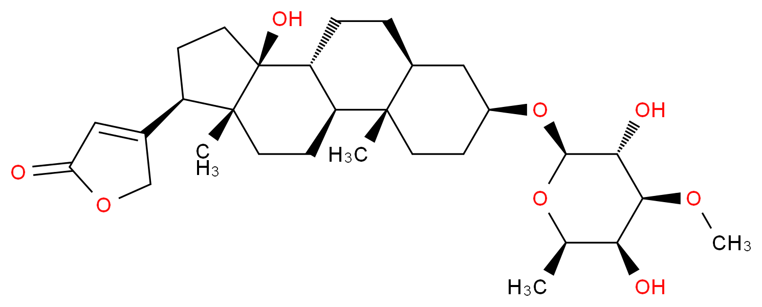 4-[(1S,2S,5S,7S,10R,11S,14R,15R)-5-{[(2R,3R,4S,5S,6R)-3,5-dihydroxy-4-methoxy-6-methyloxan-2-yl]oxy}-11-hydroxy-2,15-dimethyltetracyclo[8.7.0.0<sup>2</sup>,<sup>7</sup>.0<sup>1</sup><sup>1</sup>,<sup>1</sup><sup>5</sup>]heptadecan-14-yl]-2,5-dihydrofuran-2-one_分子结构_CAS_61217-80-9