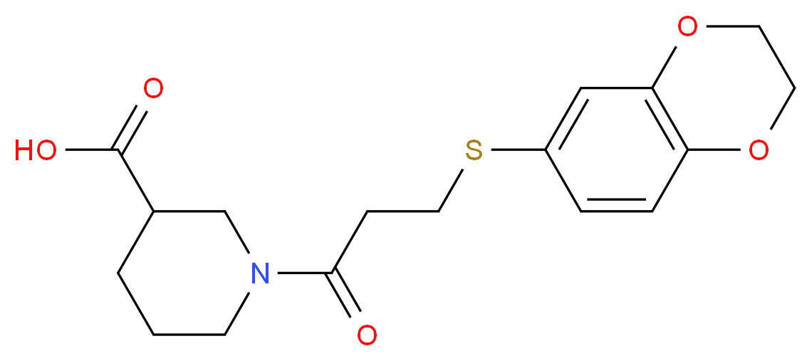 1-[3-(2,3-dihydro-1,4-benzodioxin-6-ylthio)propanoyl]piperidine-3-carboxylic acid_分子结构_CAS_)