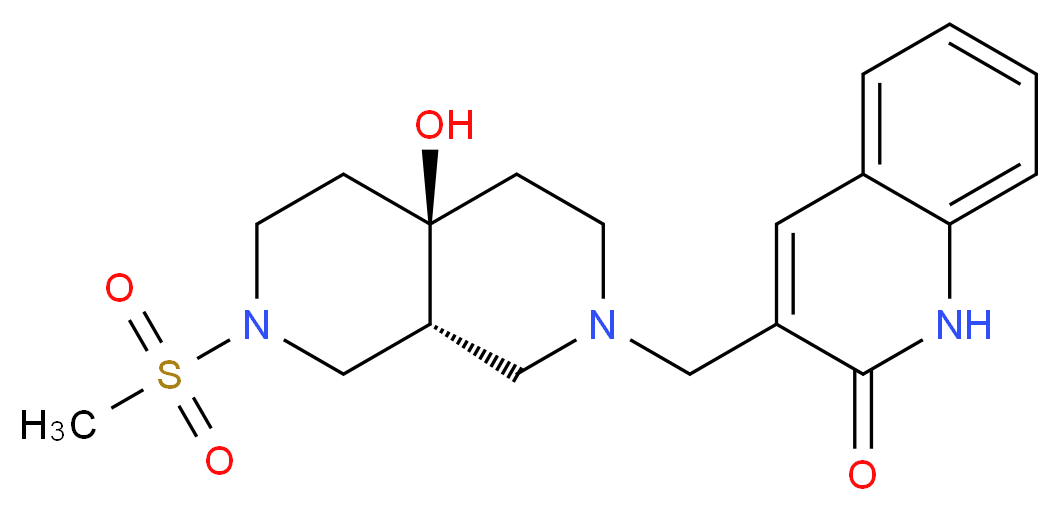 3-{[(4aR*,8aR*)-4a-hydroxy-7-(methylsulfonyl)octahydro-2,7-naphthyridin-2(1H)-yl]methyl}quinolin-2(1H)-one_分子结构_CAS_)