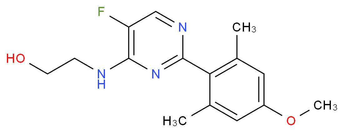 2-{[5-fluoro-2-(4-methoxy-2,6-dimethylphenyl)-4-pyrimidinyl]amino}ethanol_分子结构_CAS_)