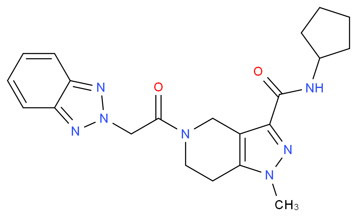 5-(2H-1,2,3-benzotriazol-2-ylacetyl)-N-cyclopentyl-1-methyl-4,5,6,7-tetrahydro-1H-pyrazolo[4,3-c]pyridine-3-carboxamide_分子结构_CAS_)