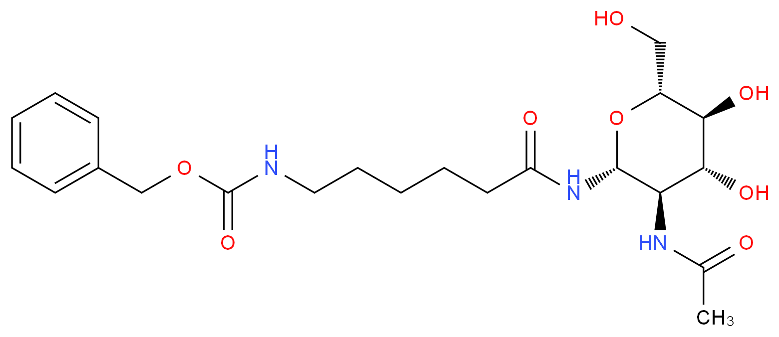 benzyl N-(5-{[(2R,3R,4R,5S,6R)-3-acetamido-4,5-dihydroxy-6-(hydroxymethyl)oxan-2-yl]carbamoyl}pentyl)carbamate_分子结构_CAS_56146-89-5