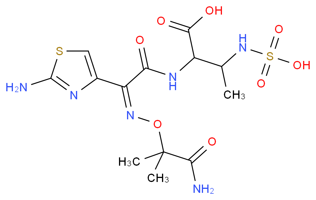 2-[(2Z)-2-(2-amino-1,3-thiazol-4-yl)-2-[(1-carbamoyl-1-methylethoxy)imino]acetamido]-3-(sulfoamino)butanoic acid_分子结构_CAS_1219444-93-5