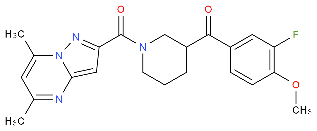 {1-[(5,7-dimethylpyrazolo[1,5-a]pyrimidin-2-yl)carbonyl]-3-piperidinyl}(3-fluoro-4-methoxyphenyl)methanone_分子结构_CAS_)