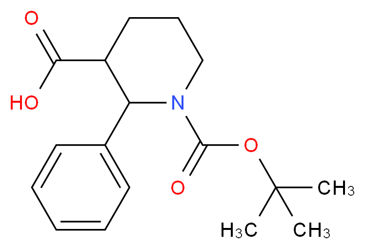 2-PHENYL-PIPERIDINE-1,3-DICARBOXYLIC ACID 1-TERT-BUTYL ESTER_分子结构_CAS_885275-18-3)