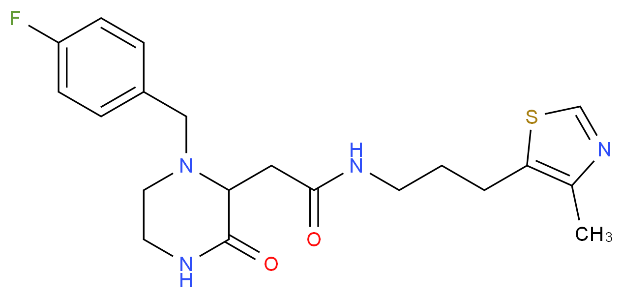 2-[1-(4-fluorobenzyl)-3-oxo-2-piperazinyl]-N-[3-(4-methyl-1,3-thiazol-5-yl)propyl]acetamide_分子结构_CAS_)