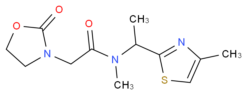 N-methyl-N-[1-(4-methyl-1,3-thiazol-2-yl)ethyl]-2-(2-oxo-1,3-oxazolidin-3-yl)acetamide_分子结构_CAS_)