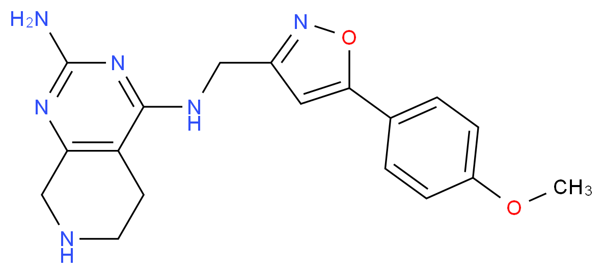 N~4~-{[5-(4-methoxyphenyl)isoxazol-3-yl]methyl}-5,6,7,8-tetrahydropyrido[3,4-d]pyrimidine-2,4-diamine_分子结构_CAS_)