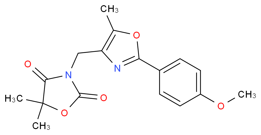 3-{[2-(4-methoxyphenyl)-5-methyl-1,3-oxazol-4-yl]methyl}-5,5-dimethyl-1,3-oxazolidine-2,4-dione_分子结构_CAS_)
