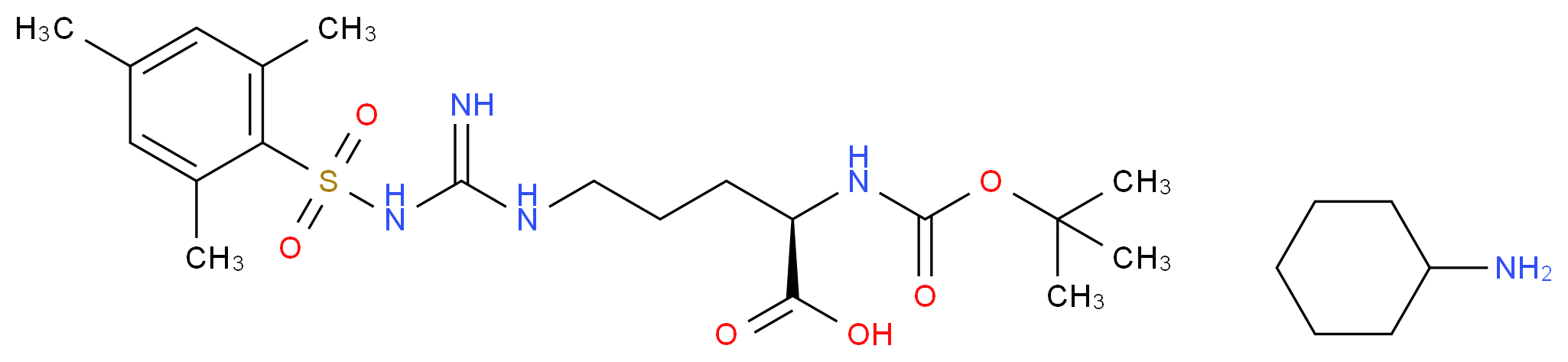 (2R)-2-{[(tert-butoxy)carbonyl]amino}-5-[3-(2,4,6-trimethylbenzenesulfonyl)carbamimidamido]pentanoic acid; cyclohexanamine_分子结构_CAS_68262-72-6