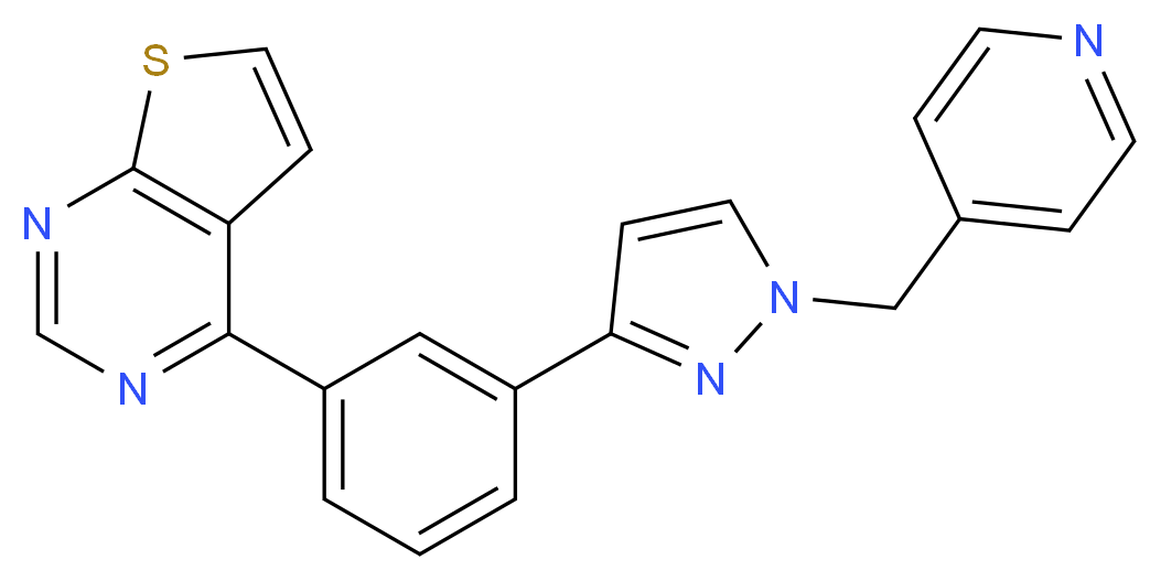 4-{3-[1-(4-pyridinylmethyl)-1H-pyrazol-3-yl]phenyl}thieno[2,3-d]pyrimidine_分子结构_CAS_)