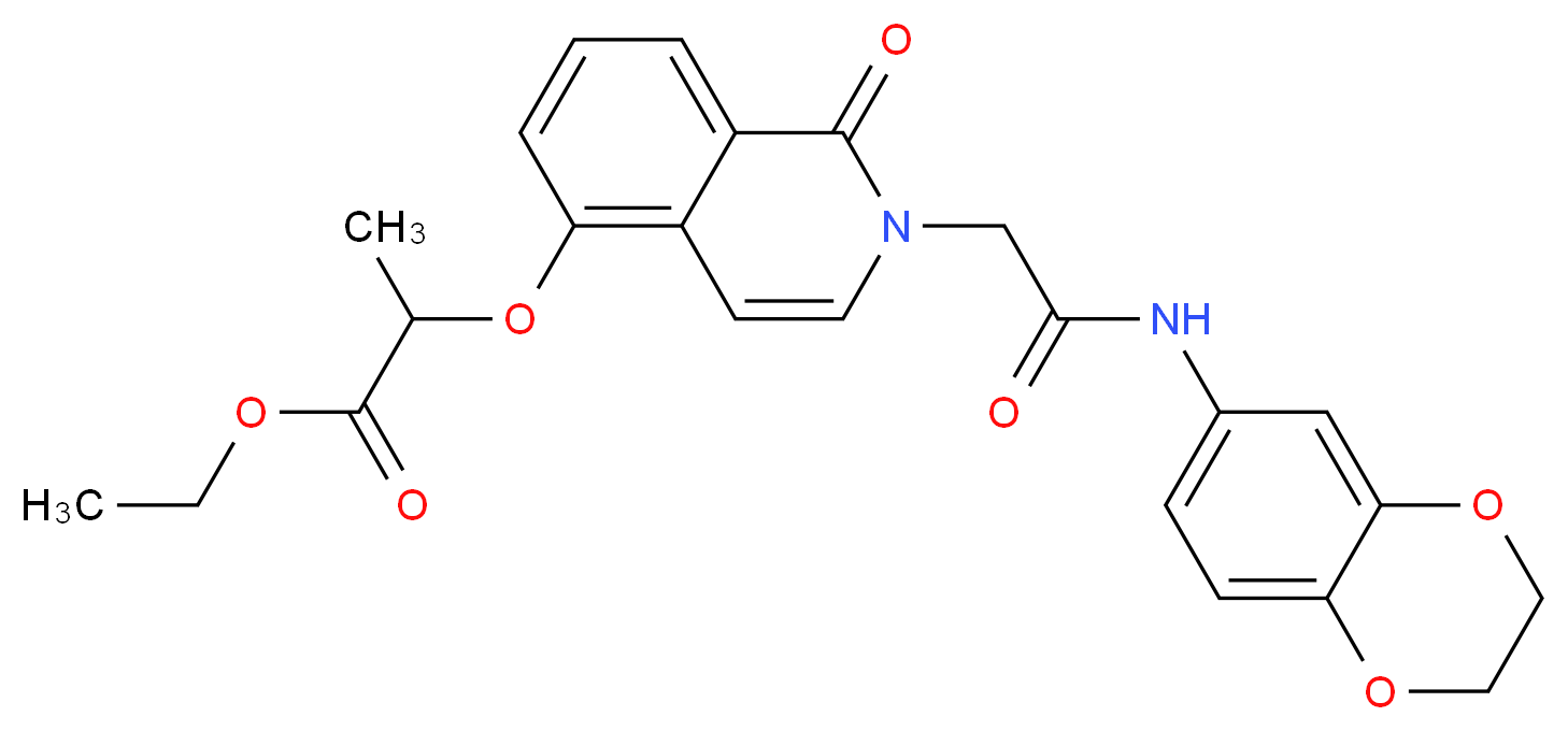 ethyl 2-[(2-{[(2,3-dihydro-1,4-benzodioxin-6-yl)carbamoyl]methyl}-1-oxo-1,2-dihydroisoquinolin-5-yl)oxy]propanoate_分子结构_CAS_868224-64-0