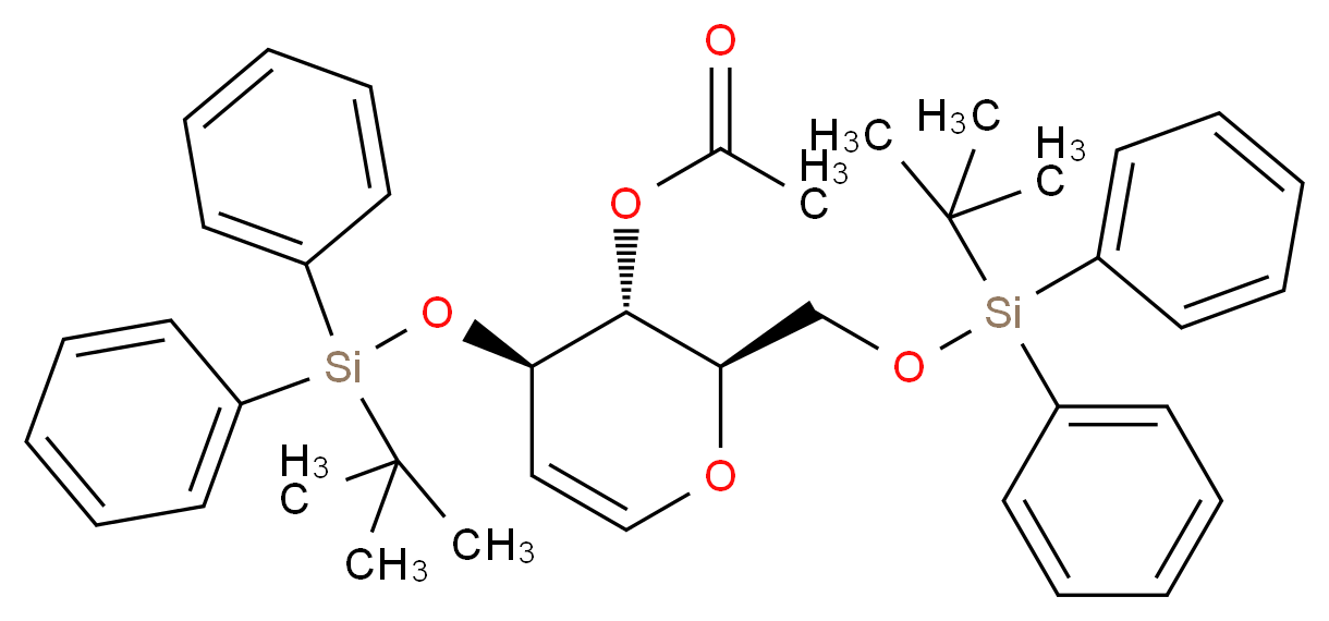 (2R,3R,4R)-4-[(tert-butyldiphenylsilyl)oxy]-2-{[(tert-butyldiphenylsilyl)oxy]methyl}-3,4-dihydro-2H-pyran-3-yl acetate_分子结构_CAS_308103-44-8