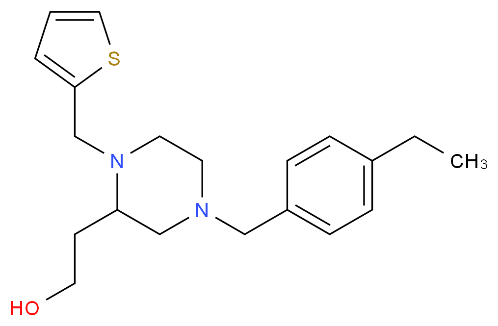 2-[4-(4-ethylbenzyl)-1-(2-thienylmethyl)-2-piperazinyl]ethanol_分子结构_CAS_)