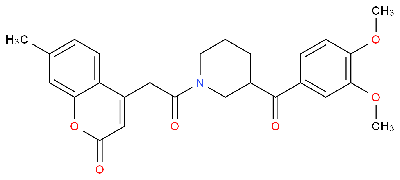 4-{2-[3-(3,4-dimethoxybenzoyl)-1-piperidinyl]-2-oxoethyl}-7-methyl-2H-chromen-2-one_分子结构_CAS_)