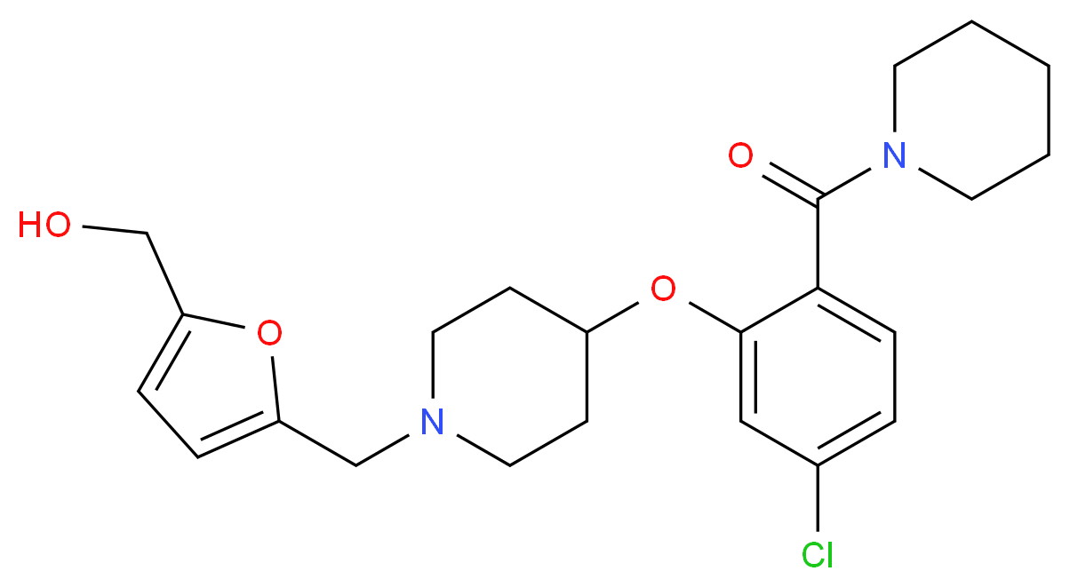 [5-({4-[5-chloro-2-(1-piperidinylcarbonyl)phenoxy]-1-piperidinyl}methyl)-2-furyl]methanol_分子结构_CAS_)