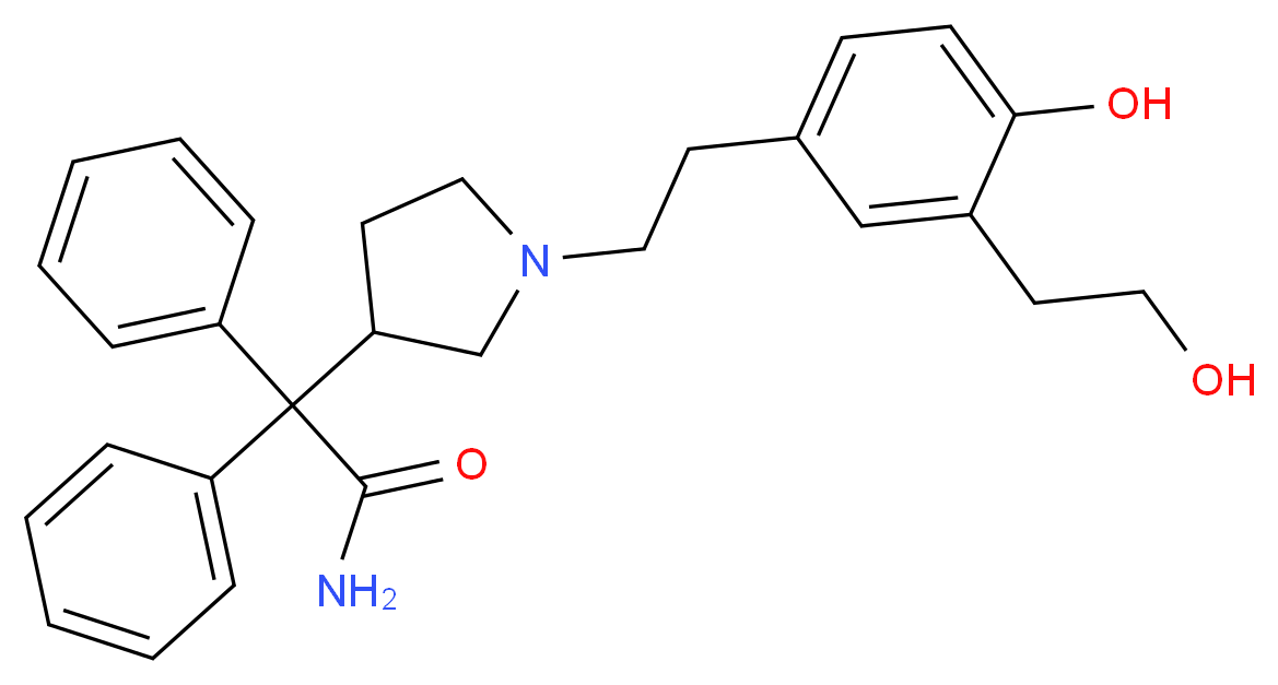 2-(1-{2-[4-hydroxy-3-(2-hydroxyethyl)phenyl]ethyl}pyrrolidin-3-yl)-2,2-diphenylacetamide_分子结构_CAS_215032-24-9