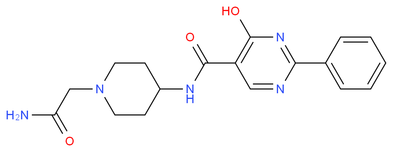 N-[1-(2-amino-2-oxoethyl)piperidin-4-yl]-4-hydroxy-2-phenylpyrimidine-5-carboxamide_分子结构_CAS_)