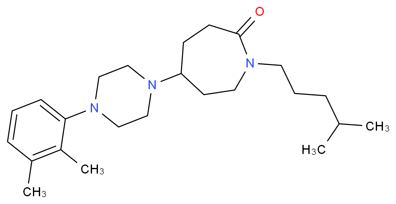 5-[4-(2,3-dimethylphenyl)-1-piperazinyl]-1-(4-methylpentyl)-2-azepanone_分子结构_CAS_)