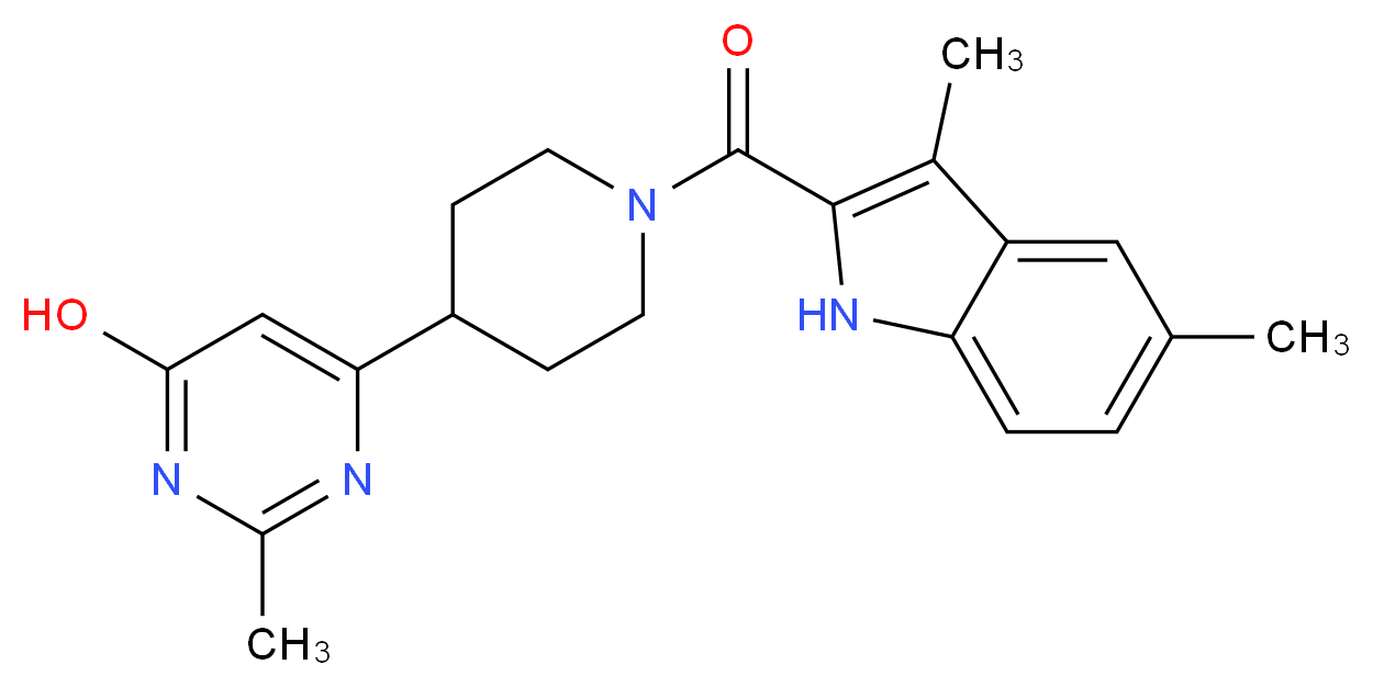 6-{1-[(3,5-dimethyl-1H-indol-2-yl)carbonyl]-4-piperidinyl}-2-methyl-4-pyrimidinol_分子结构_CAS_)