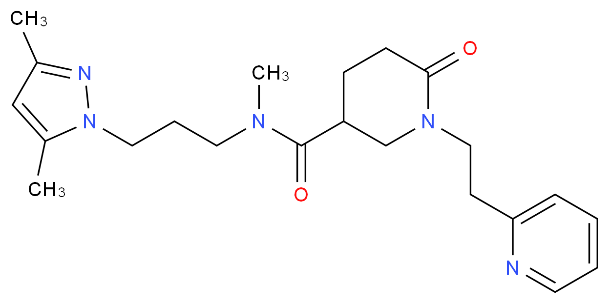 N-[3-(3,5-dimethyl-1H-pyrazol-1-yl)propyl]-N-methyl-6-oxo-1-[2-(2-pyridinyl)ethyl]-3-piperidinecarboxamide_分子结构_CAS_)