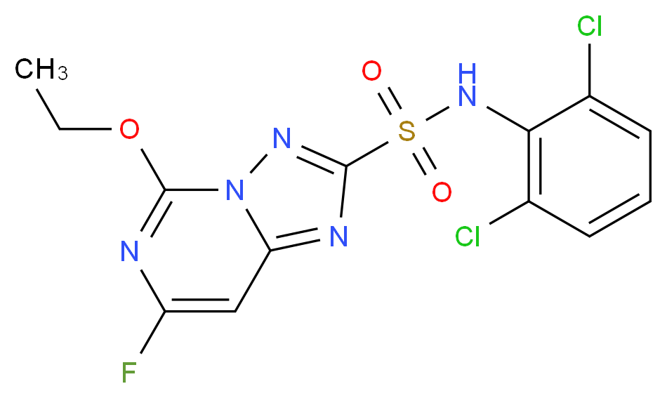 N-(2,6-dichlorophenyl)-5-ethoxy-7-fluoro-[1,2,4]triazolo[1,5-c]pyrimidine-2-sulfonamide_分子结构_CAS_145701-21-9