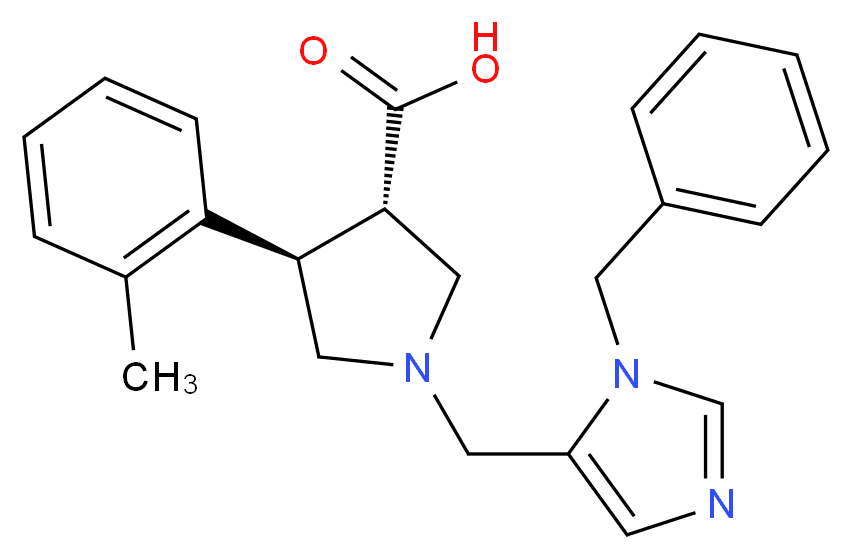 (3S*,4R*)-1-[(1-benzyl-1H-imidazol-5-yl)methyl]-4-(2-methylphenyl)pyrrolidine-3-carboxylic acid_分子结构_CAS_)