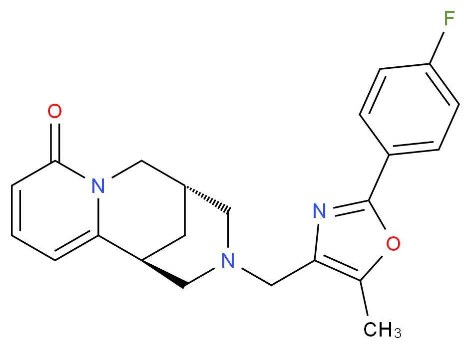 (1S,9S)-11-{[2-(4-fluorophenyl)-5-methyl-1,3-oxazol-4-yl]methyl}-7,11-diazatricyclo[7.3.1.0~2,7~]trideca-2,4-dien-6-one_分子结构_CAS_)