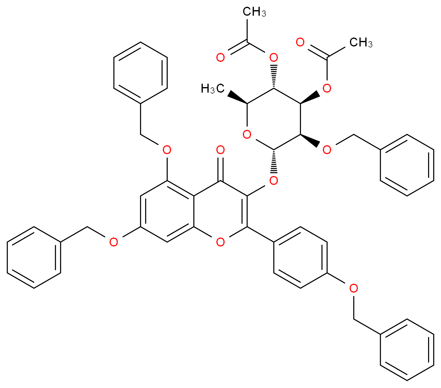 (2S,3S,4R,5R,6S)-4-(acetyloxy)-5-(benzyloxy)-6-{[5,7-bis(benzyloxy)-2-[4-(benzyloxy)phenyl]-4-oxo-4H-chromen-3-yl]oxy}-2-methyloxan-3-yl acetate_分子结构_CAS_849938-27-8