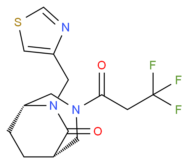 (1S*,5R*)-6-(1,3-thiazol-4-ylmethyl)-3-(3,3,3-trifluoropropanoyl)-3,6-diazabicyclo[3.2.2]nonan-7-one_分子结构_CAS_)