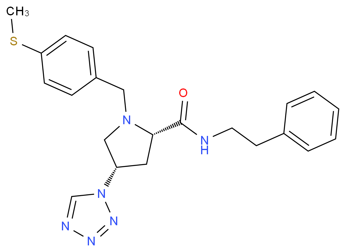 (4S)-1-[4-(methylthio)benzyl]-N-(2-phenylethyl)-4-(1H-tetrazol-1-yl)-L-prolinamide_分子结构_CAS_)
