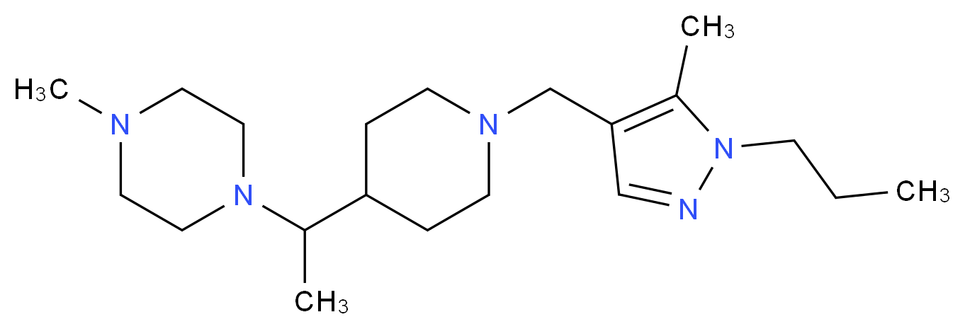 1-methyl-4-(1-{1-[(5-methyl-1-propyl-1H-pyrazol-4-yl)methyl]-4-piperidinyl}ethyl)piperazine_分子结构_CAS_)