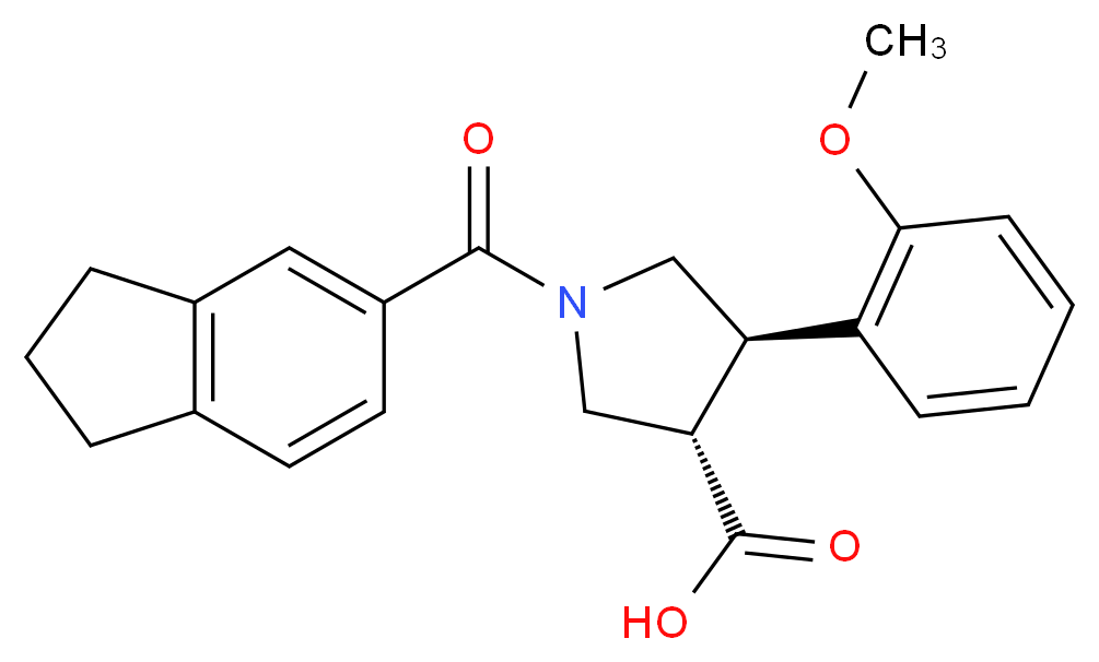 (3S*,4R*)-1-(2,3-dihydro-1H-inden-5-ylcarbonyl)-4-(2-methoxyphenyl)pyrrolidine-3-carboxylic acid_分子结构_CAS_)
