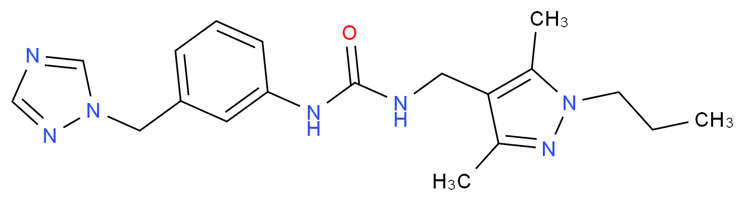 N-[(3,5-dimethyl-1-propyl-1H-pyrazol-4-yl)methyl]-N'-[3-(1H-1,2,4-triazol-1-ylmethyl)phenyl]urea_分子结构_CAS_)