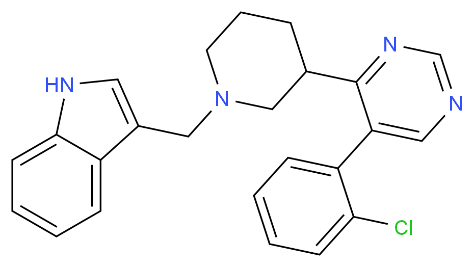 3-({3-[5-(2-chlorophenyl)-4-pyrimidinyl]-1-piperidinyl}methyl)-1H-indole_分子结构_CAS_)